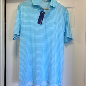B.Draddy Men's Sky Blue Striped Polo COOL T-BONE POLO STRIPE COOL FABRIC™